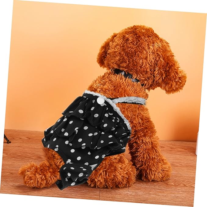 Toyvian Breathable Female Dog Pants Cotton Pet Physiological Pant for Puppies in Heat Moisture Absorbing Reusable Diapers to Prevent Unwanted Pregnancy and Keep Clean Black XL
