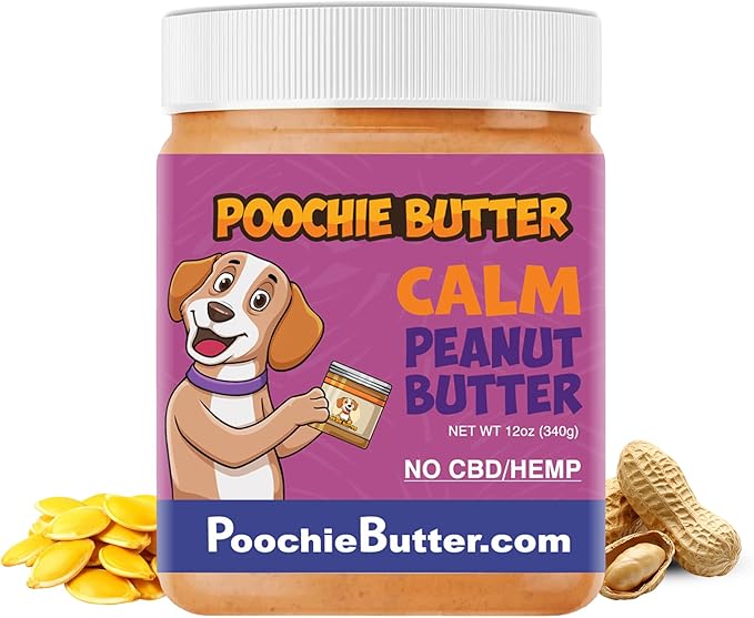 Dilly's Calm Dog Treats | Chunky Dog Peanut Butter with Calm, Natural Dog Snack (12oz Jar)