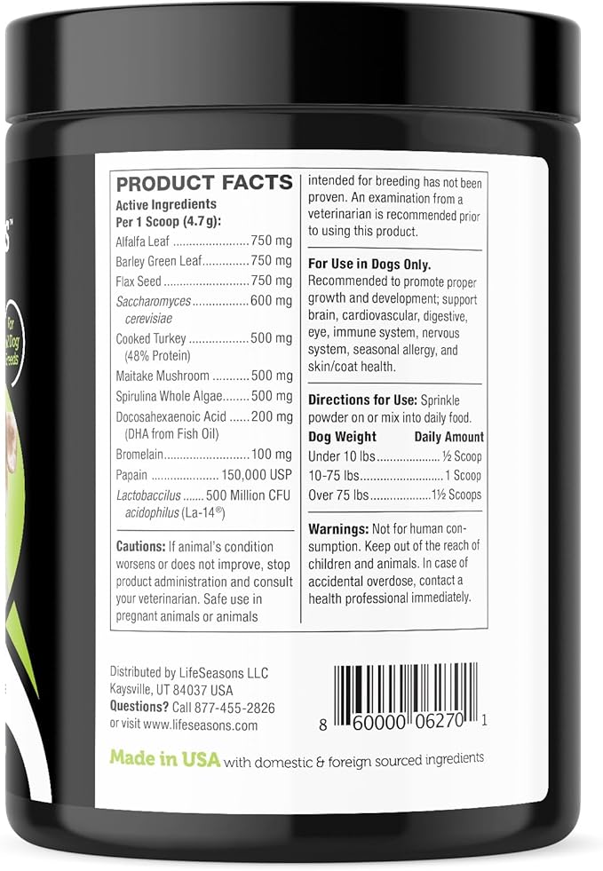 Stage 1: Puppy Formula 0-3 Years for Dog Weight Gain, Muscle & Joint Development, Healthy Skin & Coat | Omega 3 & 6, Spirulina, Vitamin B6 & Probiotics - Vet Approved