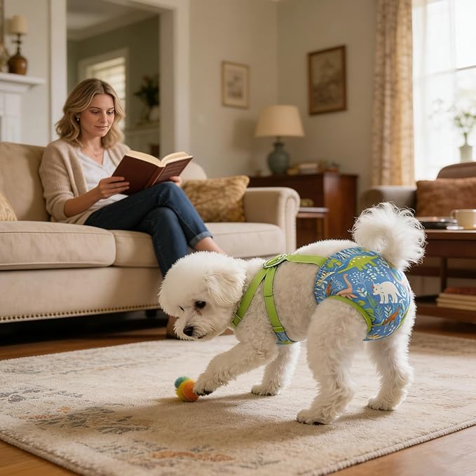 Diaper for Dogs - Washable Female Wraps with Suspender - Reusable Doggy Diaper - for Home Apartment Indoor Outdoor Travel Car Crate Kennel Yard Park Beach Camping