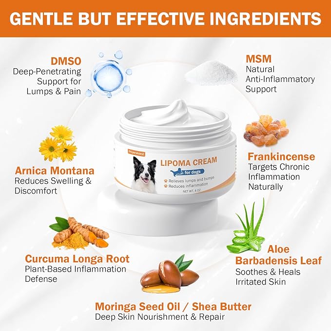 Lipoma Cream for Dogs with DMSO and MSM, Natural Lump & Bump Relief, Reduces Swelling, Soothes Inflammation, Supports Healthy Skin for Dog, Helps Buddy Regain Energy, Guard away from Lumps and Bumps