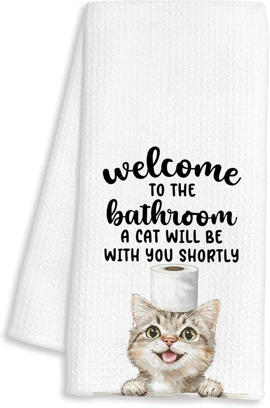 Funny Tabby Cat Hand Towels for Bathroom Decor, Tabby Cat Gifts, Cats Lover Gifts for Women Men Decorative Hand Towels for Bathroom Restroom Room, 16x24 Inch