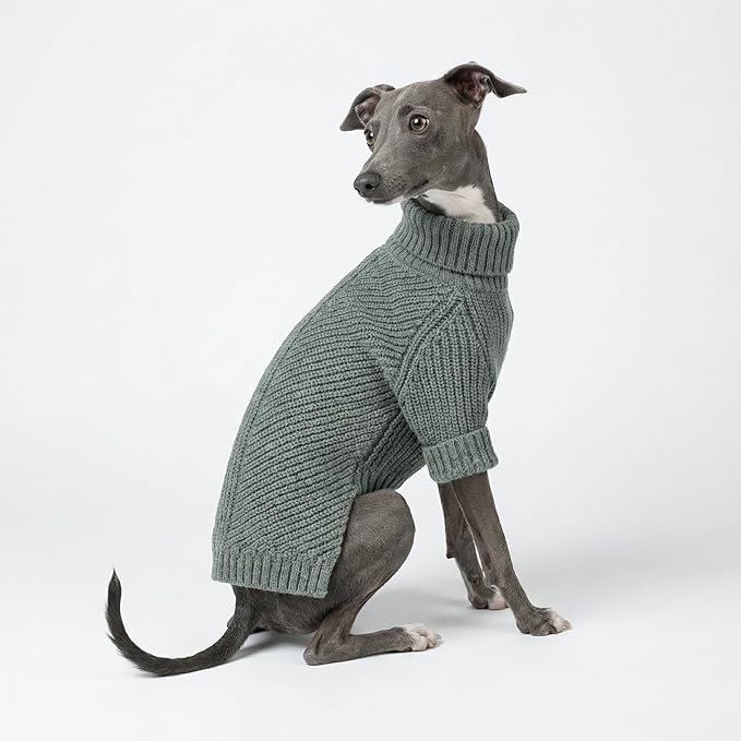 Fitwarm Dog Turtleneck Sweater, Thermal Knitted Pet Coat, Dog Winter Clothes for Small Dogs, Cat Apparel, Heather Grey, XL