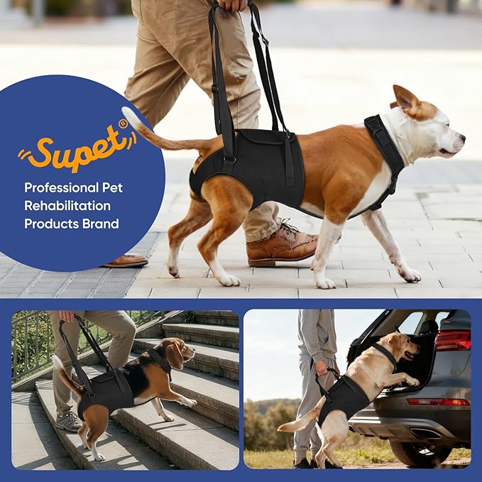 Supet Dog Sling for Large Dogs Hind Leg Support, Senior Dogs Lift Assist Harness for Weak Back Leg Support, Help Large Breed Rear Leg Up Harness, Mobility Aids for Elderly, Injured, Paralyzed Dog, S