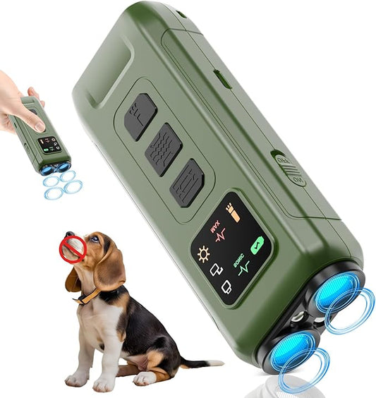Ultrasonic Dog Bark Deterrent & Anti-Barking Training Device, 3 Modes to Stop Dog Barking, Handheld Tool, Safe, Rechargeable, Compact and Portable, Suitable for Indoor/Outdoor Use(Green)