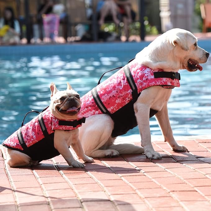 Doglay Dog Life Jacket, Dog Life Vest for Swimming Boating, Adjustable Puppy Life Jacket with Reflective Stripes, Superior Buoyancy Dog Swimming Vest for Small Medium and Large Dogs