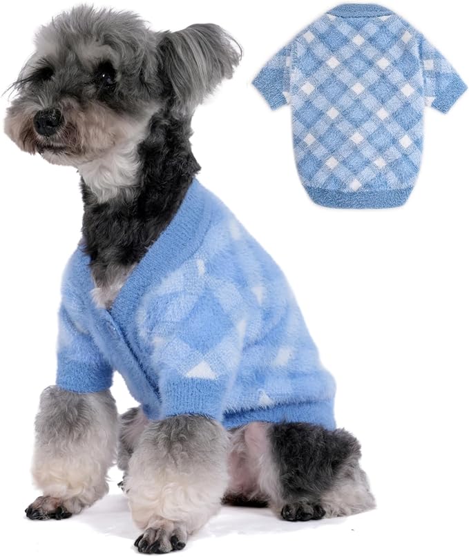 Dog Sweater, Sweaters for Small Dogs, Warm Soft Pet Clothes for Puppy, Medium Large Cat, Dogs Girl or Boy, Dog Shirt for Winter Christmas (Blue, Small)