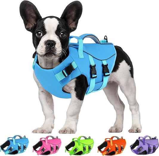 Dogcheer Dog Life Jacket with Double Rescue Handle, Reflective Dog Harness Life Vest for Swimming Boating, Adjustable Pet Swim Vest Dog Flotation Device DFD for Small Medium Large Dogs - Blue XS
