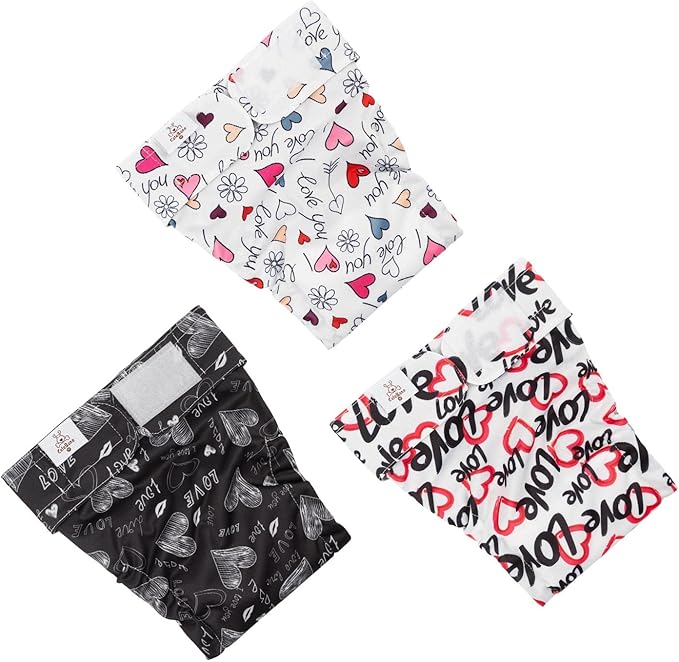 CuteBone Washable Dog Diapers Female No Tail Hole 3 Pack Reusable Doggie Period Training Pants for Docked-Tail Frenchie French Bulldog Boston Terrier Without Tail WWD03L