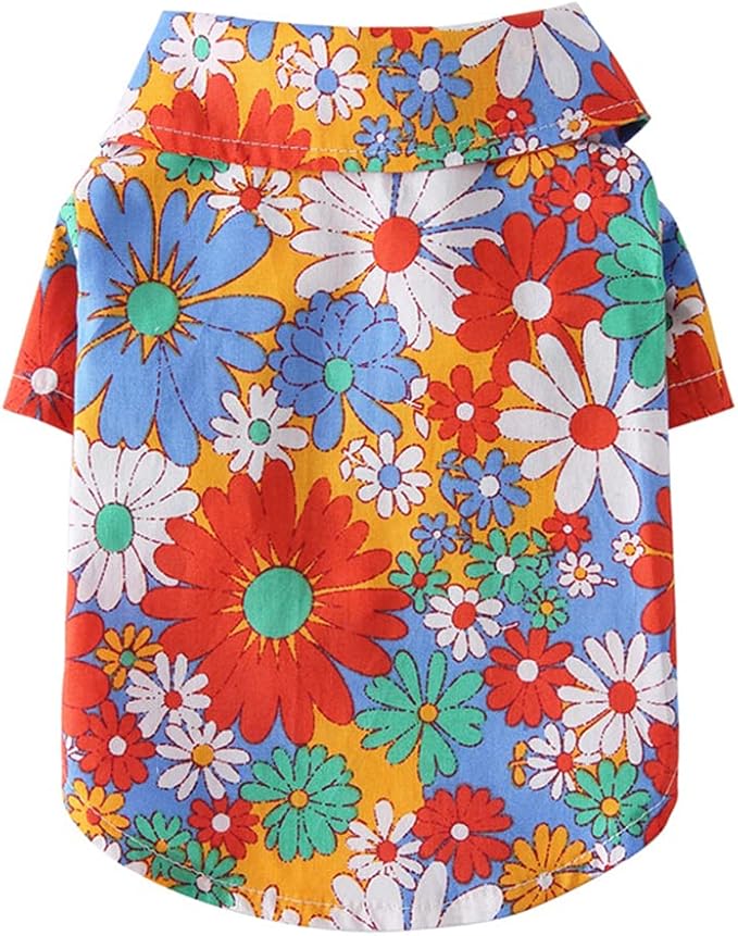 Tangpan Summer Pet Daisy Hawaiian Beach Plaid Print Shirts Clothes for Dog S10 Orange XL