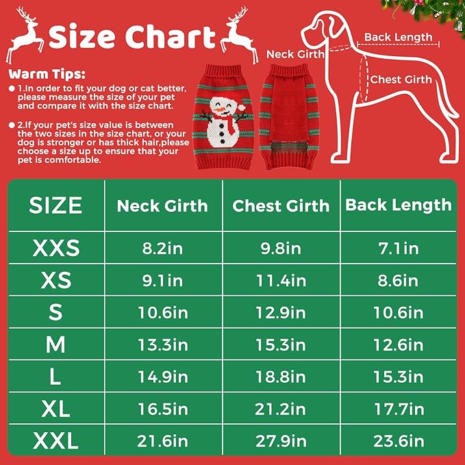 Christmas Dog Sweaters for Small Medium Large Dogs and Cats,Pet Soft Warm Holiday Outfit Girl & Boy,Pup Winter Clothes Turtleneck Double Knitting Collar for Outdoors Playing (Snowman,Medium)