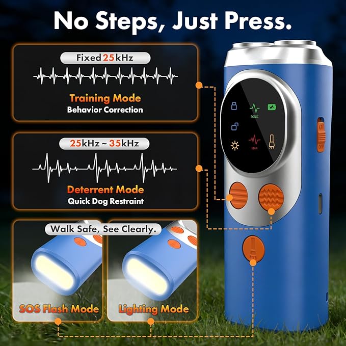 Anti Barking Device for Dogs, 2026 Upgraded LED Screen 50FT 3X Dog Trainer Ultrasonic Dog Bark Deterrent Devices Outdoor, No Bark Stopper for Neighbors Dog Barking Silencer, Bark Button for Dog