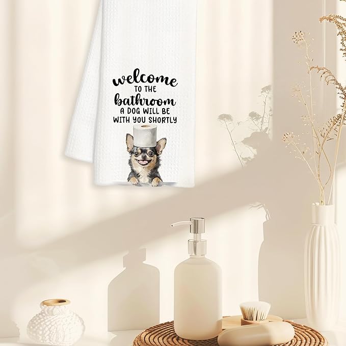 Funny Chihuahua Dog Hand Towels for Bathroom Decor, Chihuahua Gifts for Women Men, Dog Lover Gifts Decorative Hand Towels for Bathroom Restroom Room, 16x24 Inch