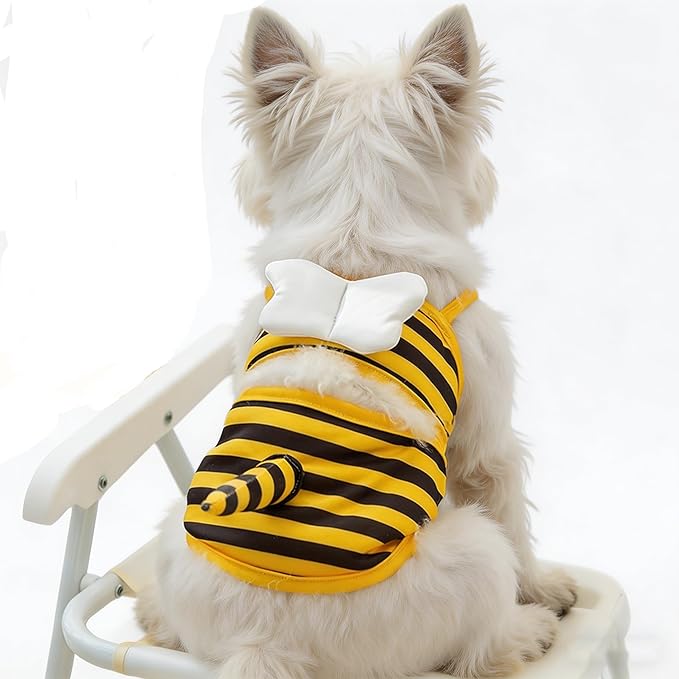 Funny Doggie Swimwear Bikini Summer Dog Clothes Beach Swimsuit Puppy Bathing Suit Puppy Vest Cooling Dog Shirts for Small Dogs, Cat Apparel (Medium, Yellow Bee)