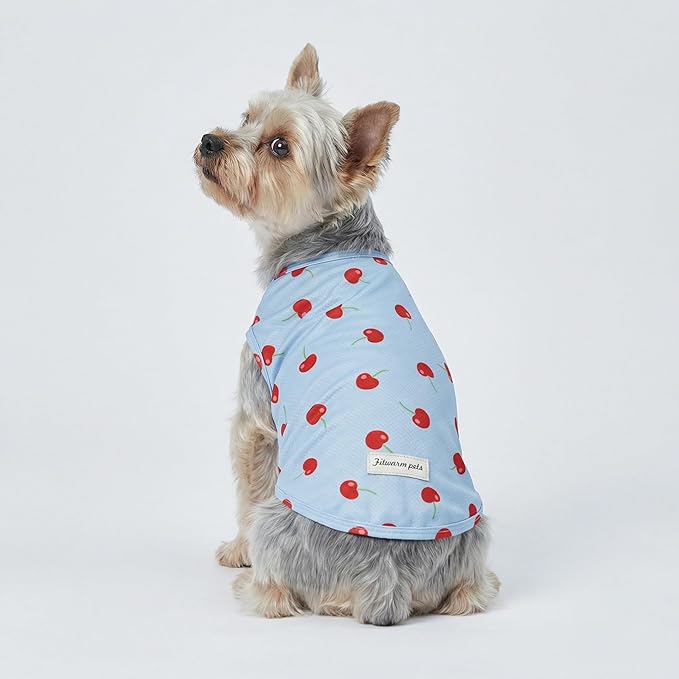 Fitwarm 2 Pack Ice Cream & Cherry UPF 50+ UV Sun Protection Dog Shirt, Lightweight Cooling Vest, Quick Dry Summer Clothes for Small Dogs Girl, Pet Outfit, Pink, Light Sky Blue, XS