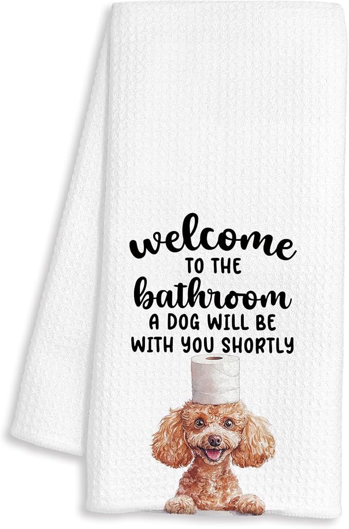Funny Poodle Hand Towels for Bathroom Decor, Poodle Gifts for Women Men, Dog Lover Owner Gifts Decorative Hand Towels for Bathroom Restroom Room, 16x24 Inch