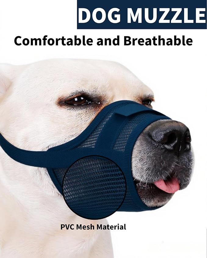 2-Pack Soft Mesh Dog Muzzle – Breathable & Adjustable, No-Bite and Escape-Proof Design for Grooming, Training, Walking – Fits Small, Medium & Large Dogs (Dark Blue, XXL)
