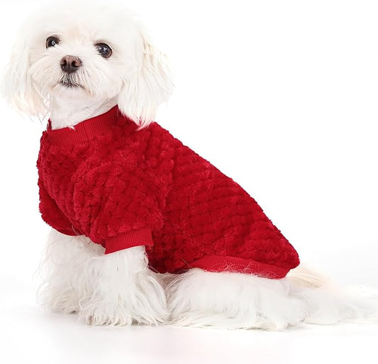 Fuzzy Pineapple Grid Dog Sweater - Ultra Soft & Warm Winter Pet Apparel, Fluffy Textured Knit for Small, Medium Dogs and Cats, Cozy Pullover Dog Coat for Cold Weather.Red XXL
