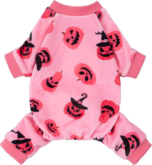 Fitwarm Halloween Jack O Lantern Dog Pajamas, Funny Costumes for Small Dogs Girl, Pet Outfit, Pink, Black, Large