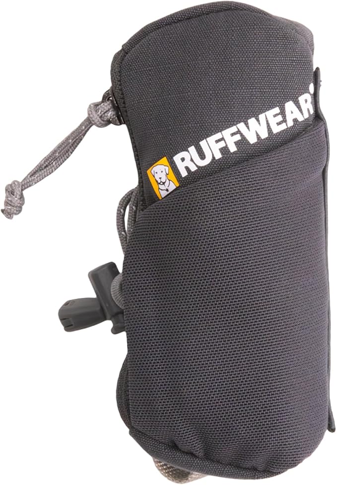 Ruffwear, Stash Bag Mini Dog Poop Bag Holder, Compact Leash Pouch with 2-Strap Attachment, Zip Pocket Fits Standard Roll, Side Slot, Grippy Starter Pad, Cinch Poop Loop, Mesh Pocket, Basalt Gray