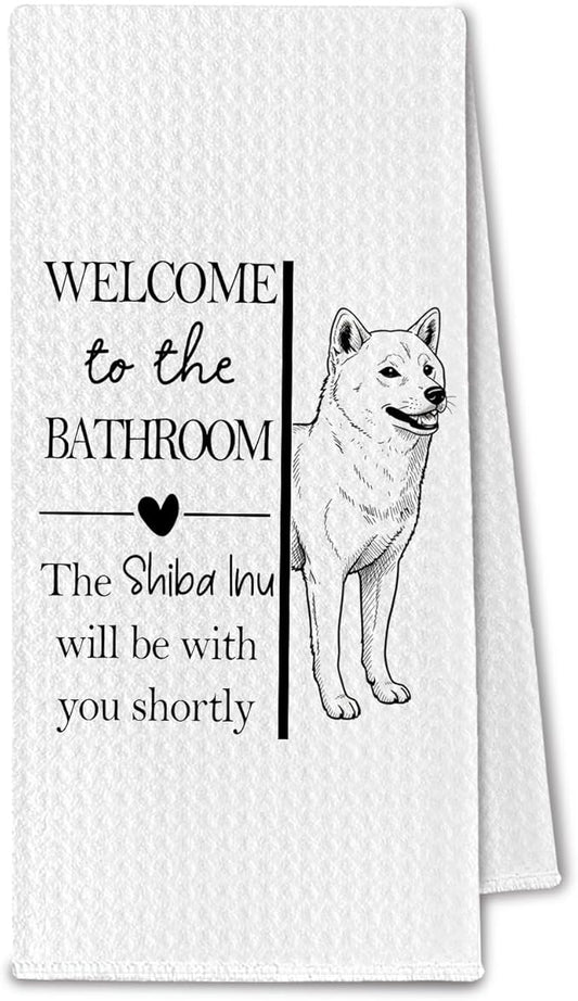 Shiba Inu Gifts Bathroom Hand Towels, Shiba Inu Dog Owner Lovers Gifts for Women, Funny Dog Decorative Hand Towel for Bathroom Kitchen Decor, 16x24 Inch