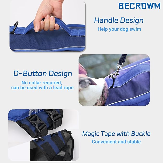 Dog Life Jacket Ripstop Dogs Life Vest for Swimming Boating Dog Safety Vest Adjustable Preserver with High Buoyancy and Durable Rescue Handle for Small,Medium,Large Dogs (Small)