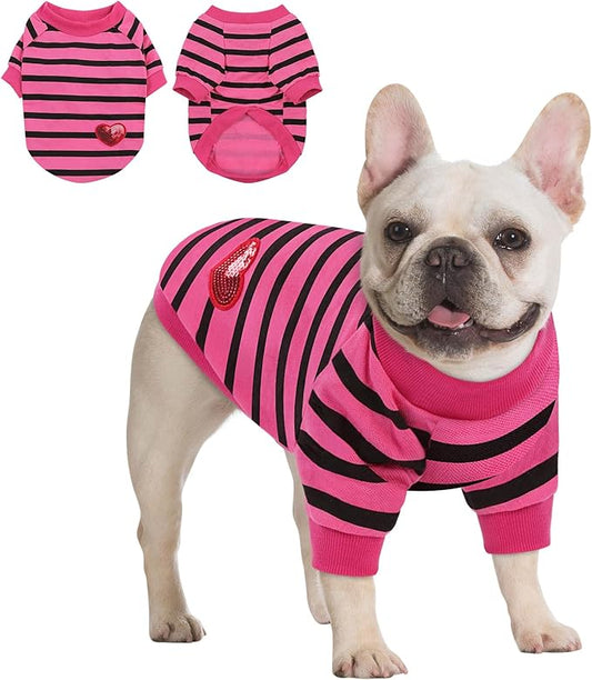 Queenmore Small Dog Shirt,Soft Breathable Dog Shirt for Dogs Cats Boy Girl,Pet Clothes for All Season,Breathable Lightweight Pet Tshirt for Frenchie, Dachshund, Yorkie