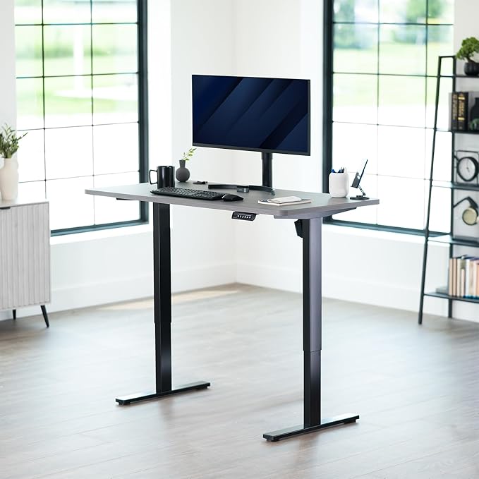 VIVO Universal 55 x 28 inch Solid One-Piece Table Top for Standard and Sit to Stand Height Adjustable Home and Office Desk Frames, Dark Gray, DESK-TOP55-28G