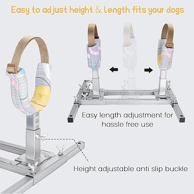 Adjustable Dog Breeding Rack, Pet Fixing Stand Adjustable Height and Length Shoulder Height 5.9-13.8 in Comfortable Design & Easy to Clean for Small Dog Feeding Bathing and Trimming
