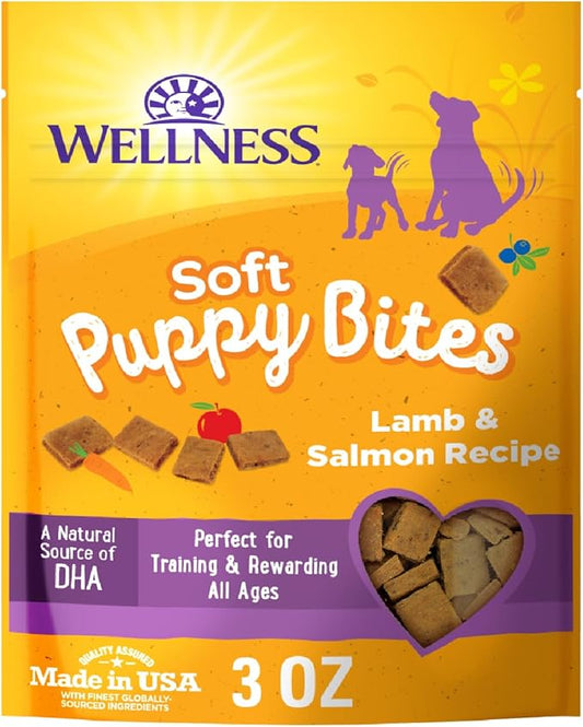 Wellness Puppy Treats, Natural, Training Treat, Grain Free, Soft Lamb & Salmon (3 Ounce Bag)