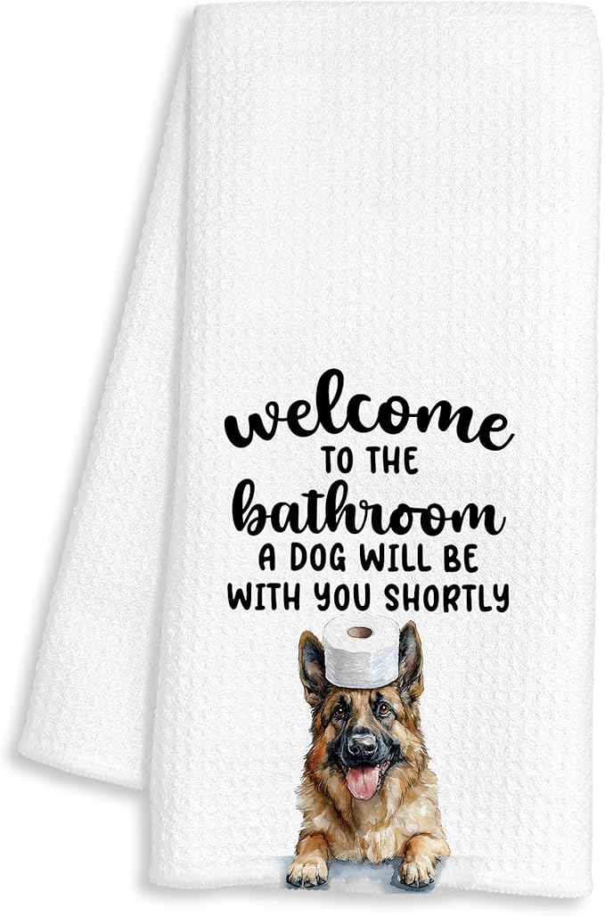 Funny German Shepherd Hand Towels for Bathroom Decor, German Shepherd Gifts for Women Men, Dog Lover Gifts Decorative Hand Towels for Bathroom Restroom Room, 16x24 Inch