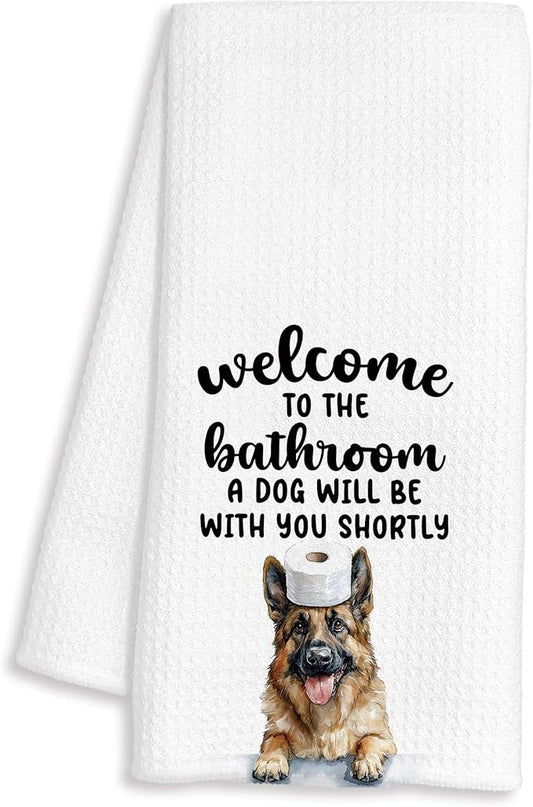 Funny German Shepherd Hand Towels for Bathroom Decor, German Shepherd Gifts for Women Men, Dog Lover Gifts Decorative Hand Towels for Bathroom Restroom Room, 16x24 Inch