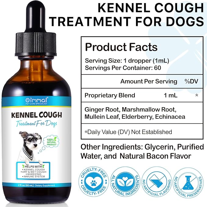 Kennel Cough for Dogs- Kennel Cough Treatment, Natural Cough Supplement for Dogs, Gentle Dog Congestion Relief, Liquid Dog Allergy Relief