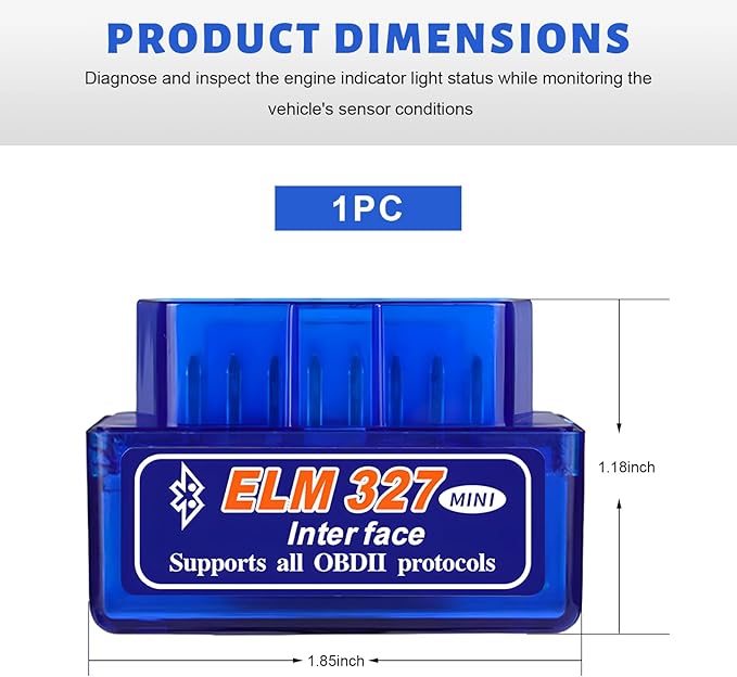 ELM327 OBDⅡ Car Auto Diagnostic Scanner, Professional OBD2 Bluetooth Scan Tool Engine Failure Detector, Wireless Interface Mini ELM327 Fault Code Reader for Android Windows