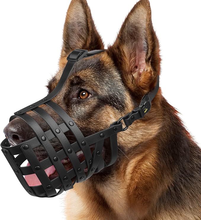 Mayerzon Dog Muzzle for Medium Large Dogs, Humane Basket Muzzle, Soft & Lightweight & Adjustable | Anti Biting Chewing Eating, Suits Training Walks Grooming Vet Visits, Drink & Pant Easily (Black, M)