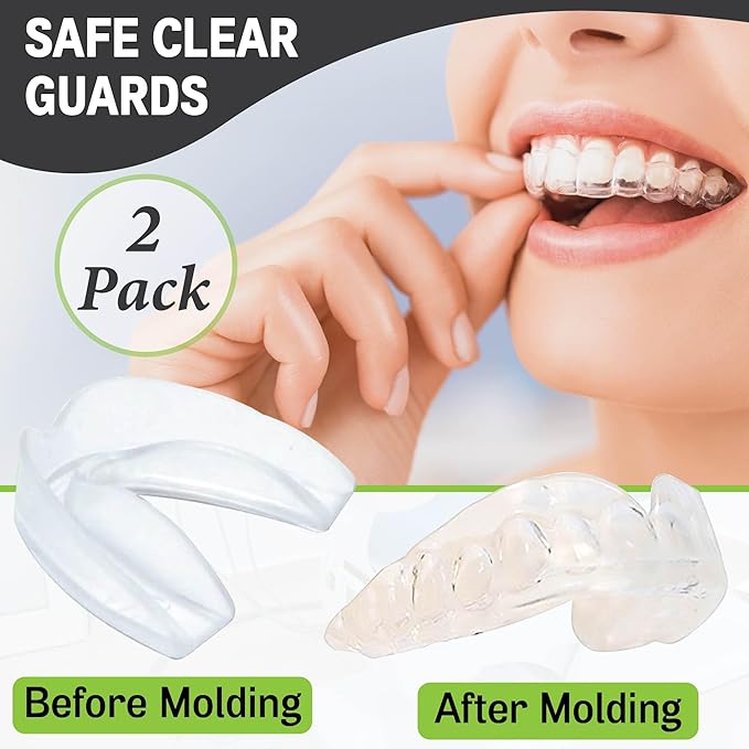 Professional Sport Mouth Guards- 2 Pack - No BPA - Safe Clear Color - No Color Additive - Athletic Teeth Mouth Guards - Fit Any Mouth Size - Custom Fit - Free Carrying case Included