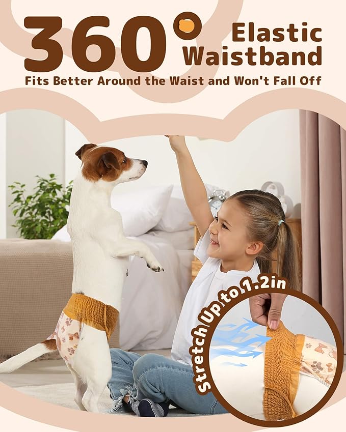 Dono Disposable Dog Diapers Female (20-60PCS), Pull it Up Doggie Diapers for Female Dogs with 360° Stretchy Waist, Doggy Diapers for Dog in Heat Period, Super Absorbent Leak-Proof Puppy Diapers, S