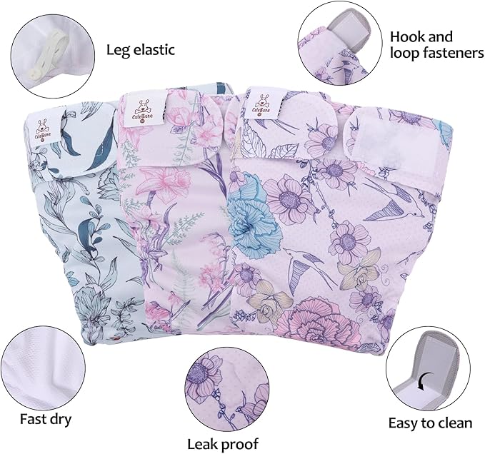 CuteBone Washable Dog Diapers Female No Tail Hole 3 Pack Reusable Doggie Period Training Pants for Docked-Tail Frenchie French Bulldog Boston Terrier Without Tail WWD16M