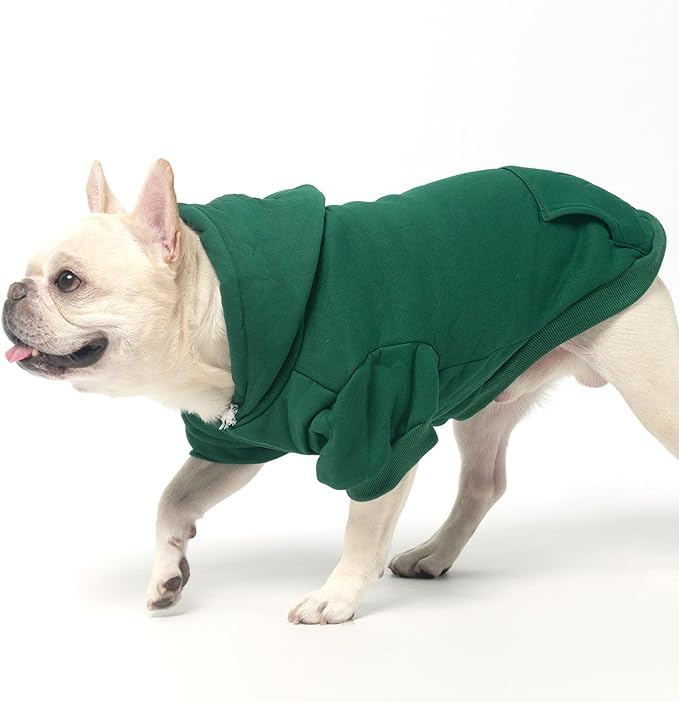 KOOLTAIL Dog Hoodie for Large Medium Small Dogs,Soft&Warm Pet Sweater with Leash Hole and Pocket Boy Girl, Puppy Fall Winter Jacket Clothes,French Pitbull Cold Weather Coat Sweatshirt,Deep Green XXL