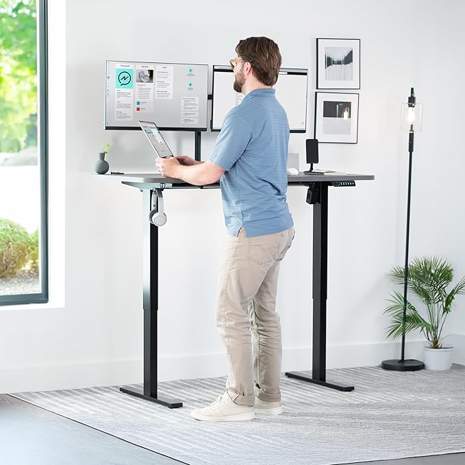 VIVO Universal 55 x 28 inch Solid One-Piece Table Top for Standard and Sit to Stand Height Adjustable Home and Office Desk Frames, Dark Gray, DESK-TOP55-28G