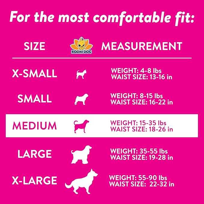 Bodhi Dog Disposable Female Dog Diapers - Super Absorbent Dog Diapers for Female Heat Cycle - Adjustable Fit Pee Wraps for Potty Training, Moisture Control & Wetness Indicator - Medium (20 Count)