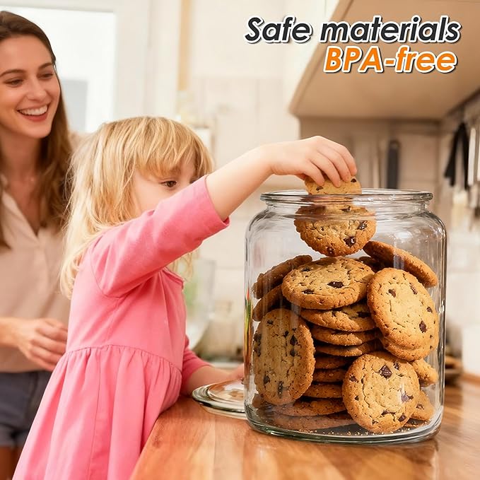 Masthome Large Glass Jar,1 Gallon Glass Jar with Lid, Airtight,Dishwasher Safe,Wide Mouth Storage Canister for Pasta,Flour,Nuts,Cookies,& More