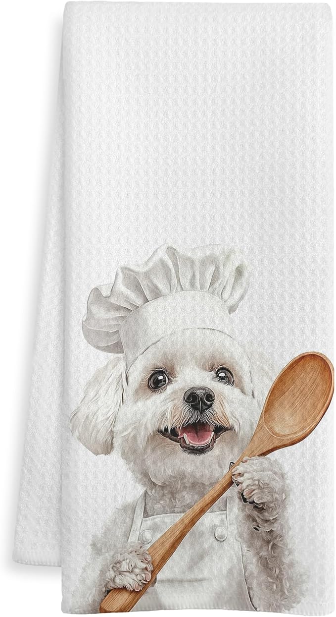 Bichon Frise Gifts Kitchen Towels, Gifts for Dog Lovers Dish Tea Towel, Bichon Frise Gift Decorative Hand Towels for Kitchen Bakery Decor, Dog Mom Dad Gifts, 16x24 Inch