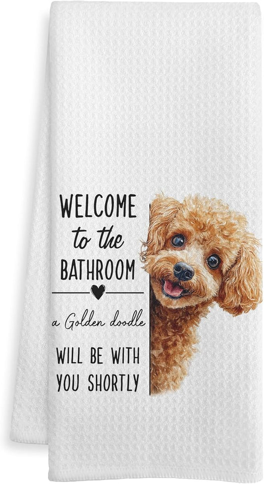 Goldendoodle Gifts Bathroom Hand Towels, Gifts for Dog Lovers, Funny Goldendoodle Bathroom Decorative Hand Towels for Guest Bath Room Washroom Half Bath, 16x24 Inch