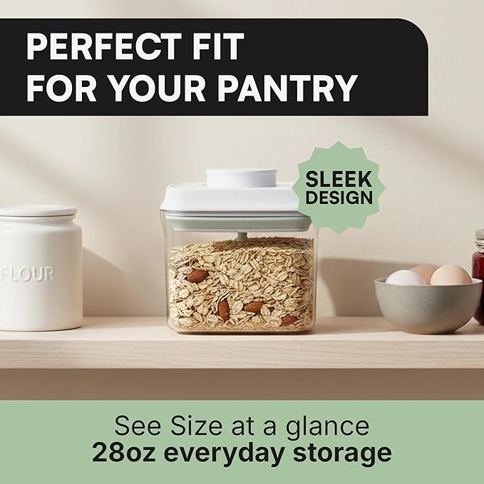 Bop Top Airtight Food Storage Containers with Lid 28 oz | Kitchen Canister Sets | Air Tight Pantry Container | Pop Top Dry Food Storage Containers for Snacks, Sugar, Flour, Baking, Cereal, Pasta