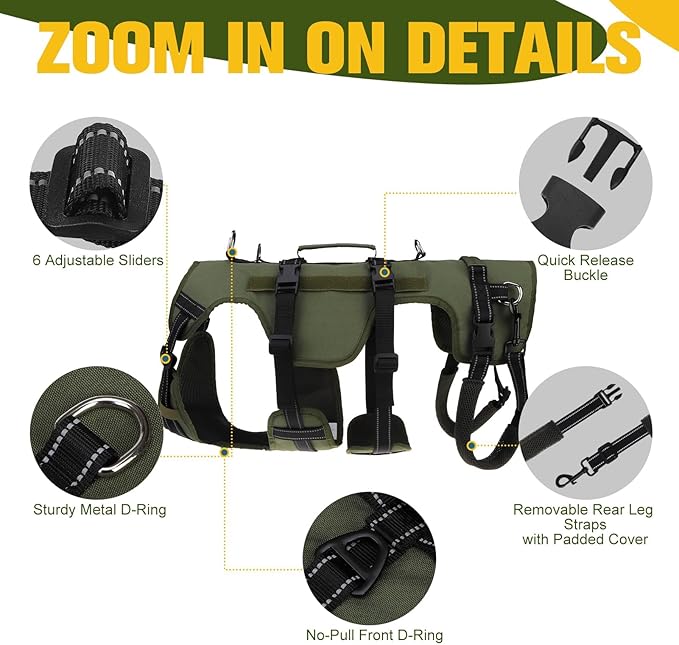 BINGPET Dog Lift Harness for Large Dogs,Full Body Support Rehabilitation Dog Sling Carrier with Handles,Reflective Multifunctional Mobility Assistance Vest for Senior Pets Joint Injuries,Arthritis,XL