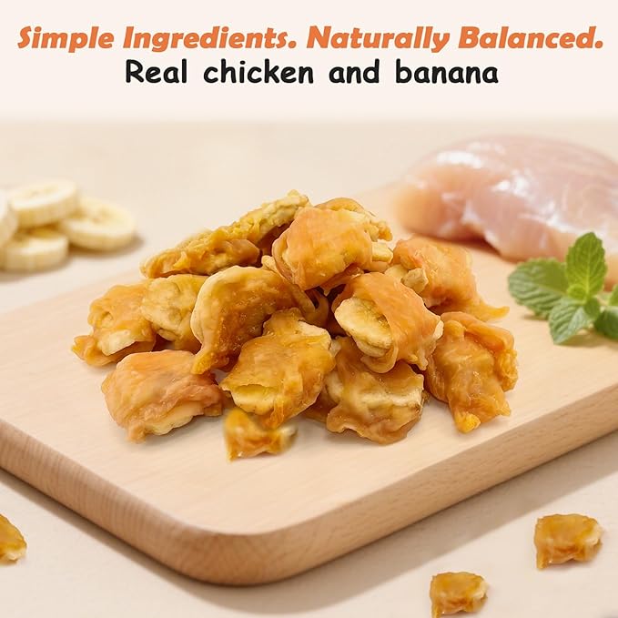 Chicken Wrapped Banana Dog Treats, Gluten and Grain Free Chicken Banana Chips, Healthy Chewy Dog Bites for Puppy and Small Dogs 1.35 Pound