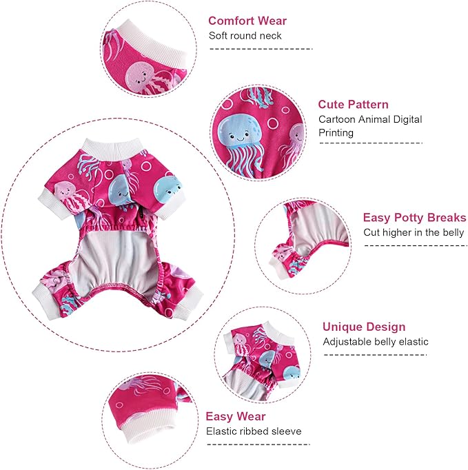 Dog Pajamas Small Sized Dogs - Dog Clothes for Small Dogs Girl Boy - Lightweight Velvet Pet Pjs - Fleece Puppy Onesie - Winter Spring Puppy Jumpsuit, Jammies, Doggie Outfit Apparel, XXS, Red