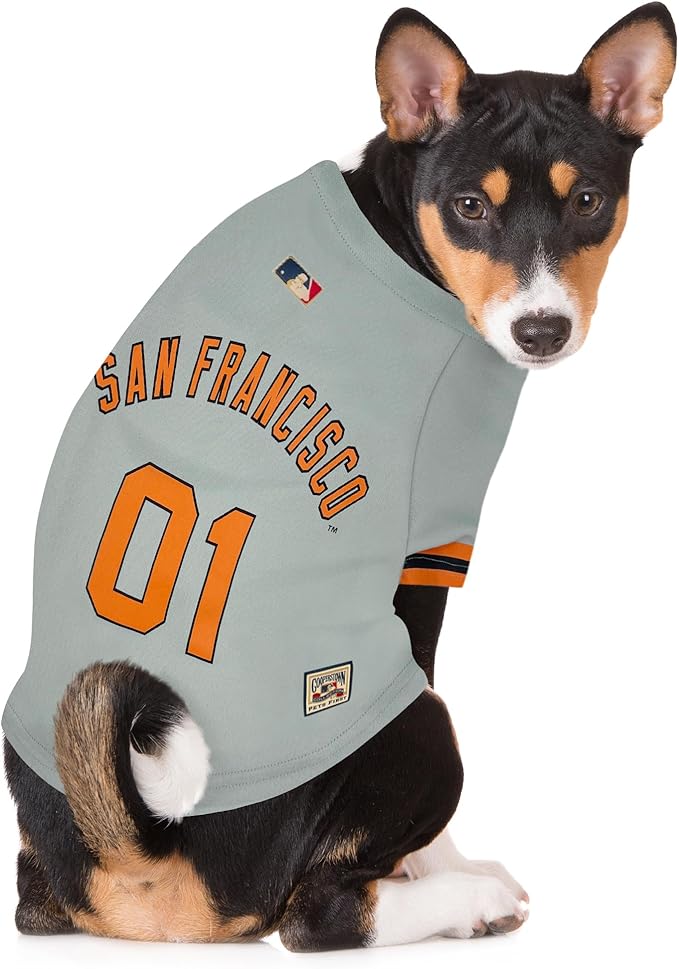 MLB SAN Francisco Giants Vintage Throwback Jersey for Dogs & Cats in Team Color. Comfortable Polycotton Material, Medium
