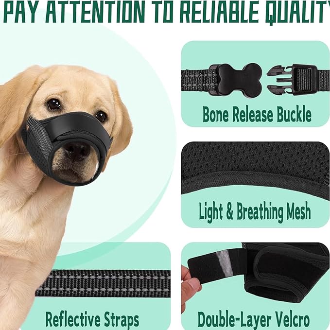 Dog Muzzle for Large Dogs, Stop Biting,Barking,Chewing, Soft Muzzle with Reflective & Adjustable Strap,Breathable Dog Mouth Guard for Biting Chewing Grooming (Sky Blue, L)
